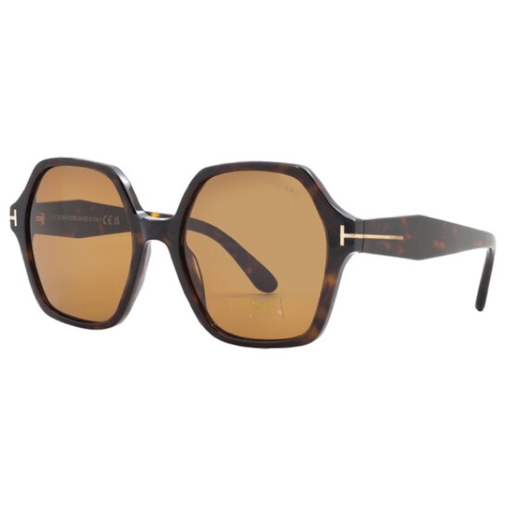 Tom Ford Brown Tortoise Romy Sunglasses, hexagonal